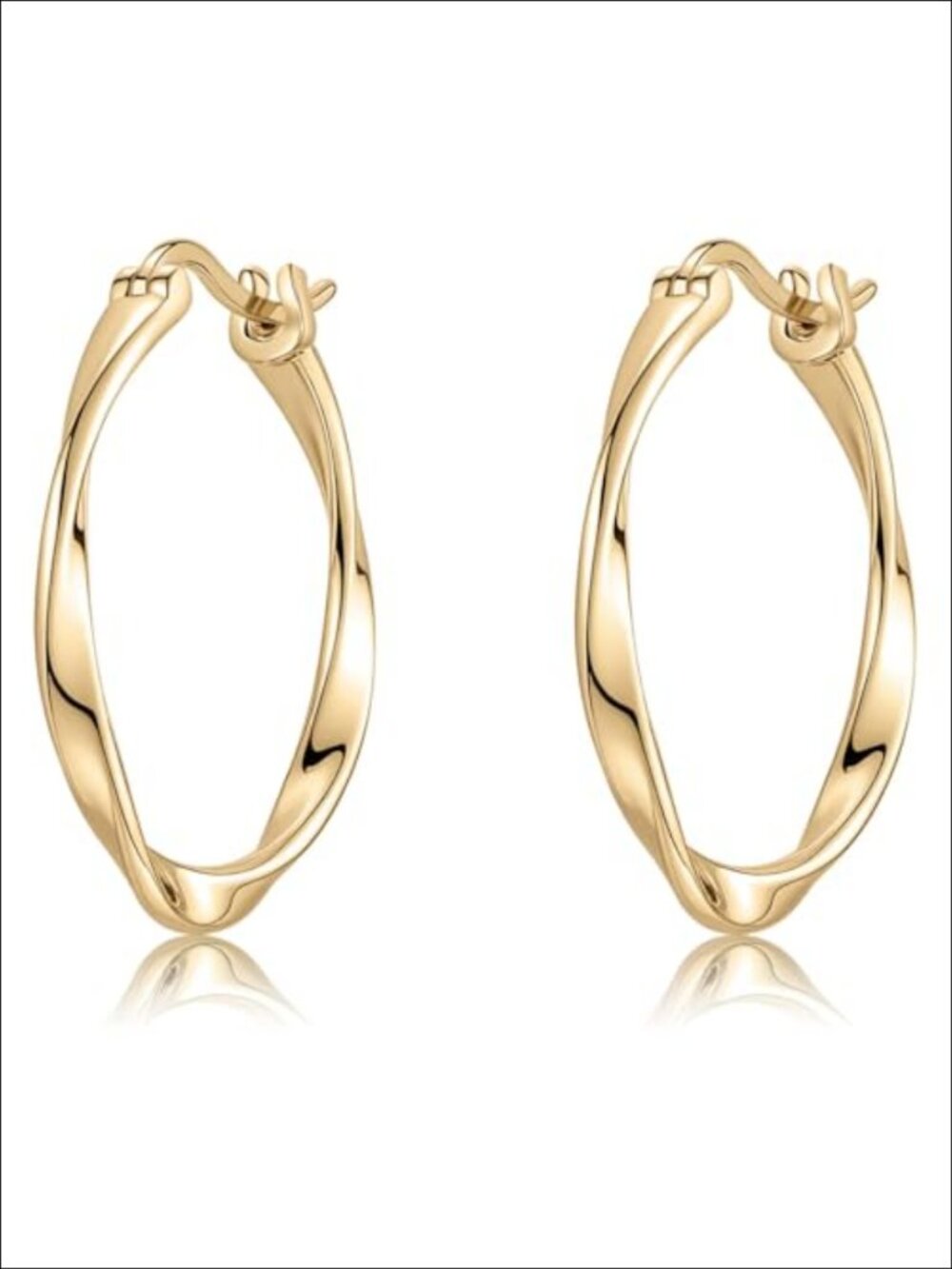 14K Yellow Gold Plated Braided Twist Hoop Earrings 1"